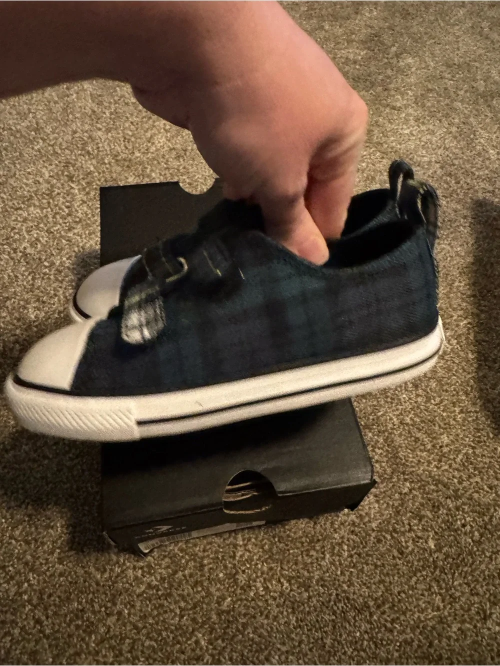 New Converse Chuck Taylor Green Plaid Toddler Boys Sz 10 10T Velcro straps